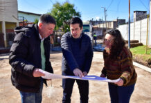 Leo Nardini visitó la obra de la calle 4 de Marzo en la localidad de Grand Bourg